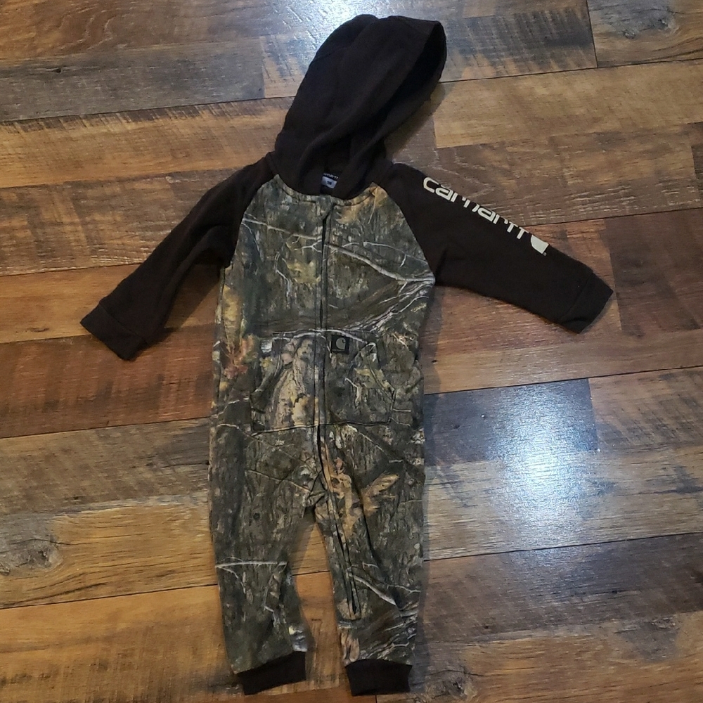Carhartt Infant Camo Hooded Zip Romper - Brown/Camo